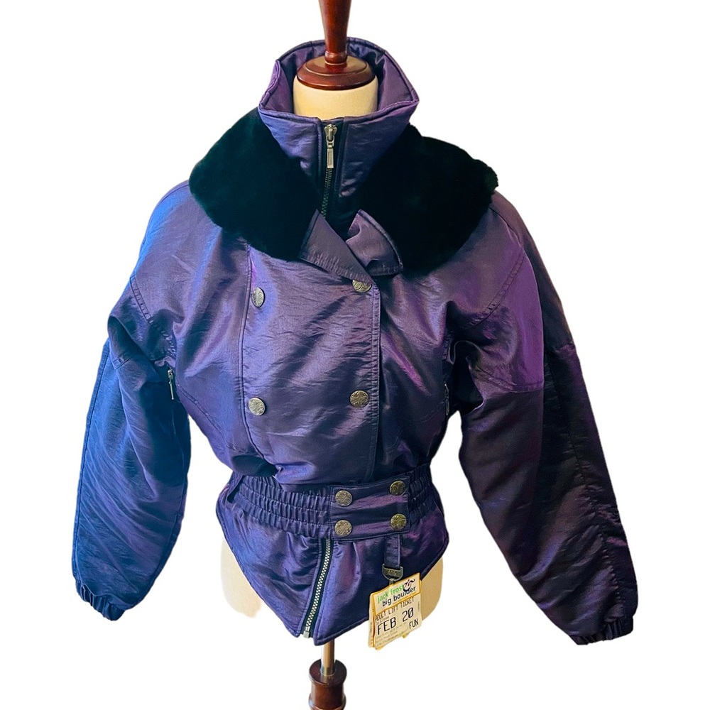 NILS Vintage Iridescent Metallic Purple Cropped Ski Jacket